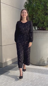 Brie Long-Sleeve Jumpsuit Velvet Floral