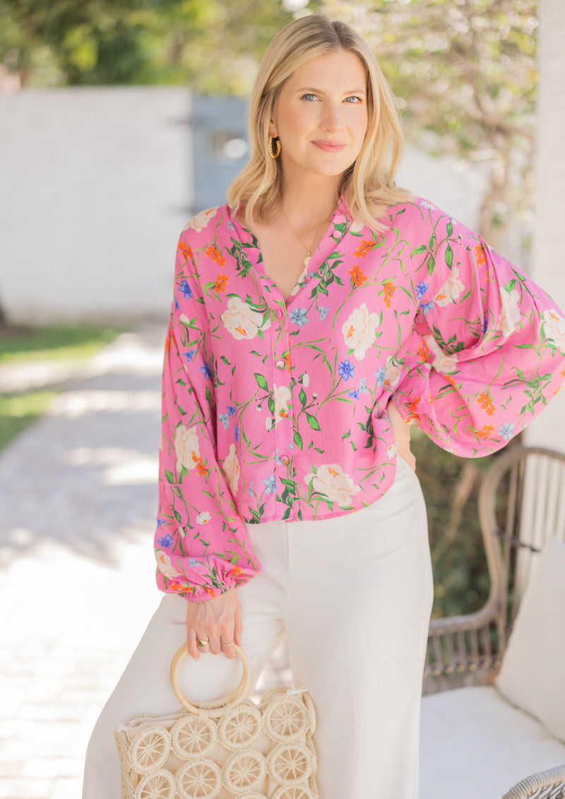 Audra Top Tossed Floral Pink