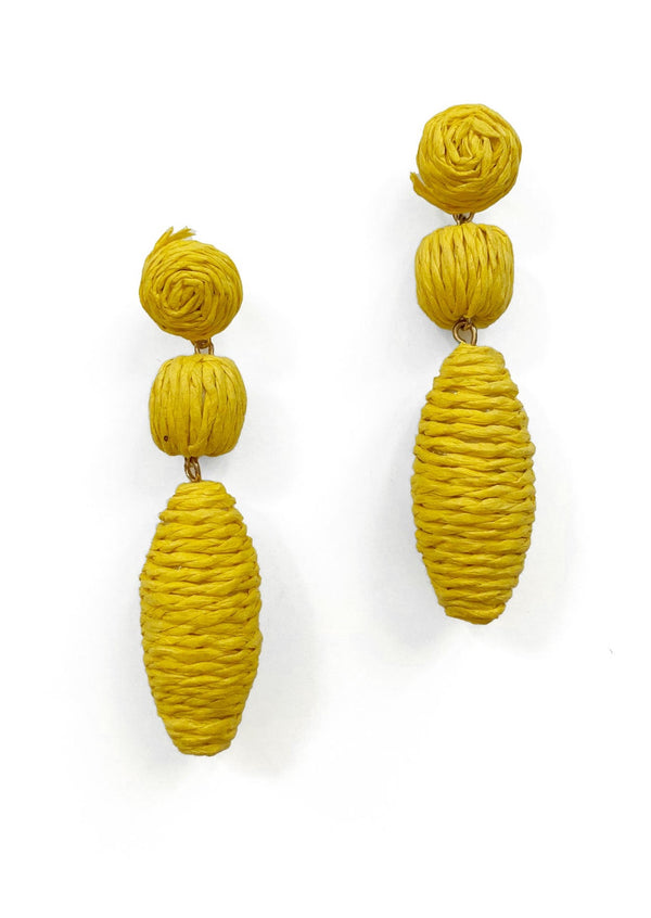 Raffia Drop Earring - Yellow